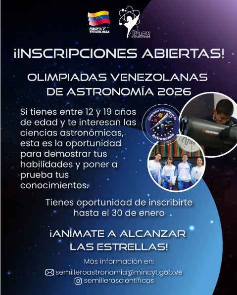 Están abiertas las inscripciones para las Olimpiadas Venezolanas de Astronomía (OVA) 2026